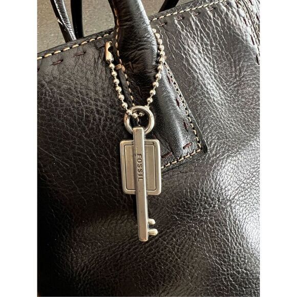 FOSSIL Black Leather Shoulder Purse Handbag - Picture 12 of 13